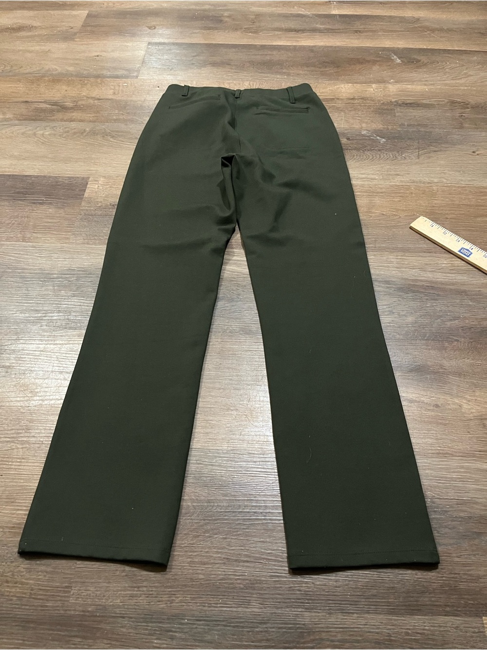 Quince Ultra-Stretch Ponte Straight Leg Pant | Petite Small | Olive - Picture 5 of 7